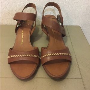 Franco Sarto sandal wedges tan size 7.5